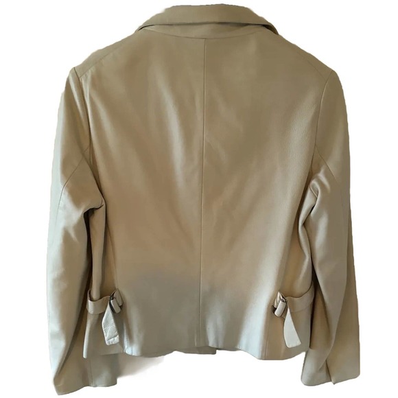 JIL SANDER Beige lamb leather extremely soft 2 Hidden Button Women’s Jacket 36 - Picture 2 of 12